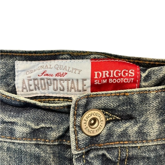 Aeropostale Driggs Slim Boot Distressed Men 31X30 Denim Blue Jeans - Picture 6 of 7